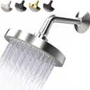 High Pressure Shower Head - Anti-Clogging Silicone Nozzles - 2.5 GPM Removable Restrictor - Easy to Clean Adjustable Replacement - easy to install with Plumbers Tape - 6 inch - Classic Chrome Finish