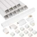 Kalkehay 3" W x 16.1Ft L Line Set Cover Kit for Ductless Mini Split Air Conditioners, PVC Decorative Cover for Central AC and Heat Pump Systems Tubing Cover