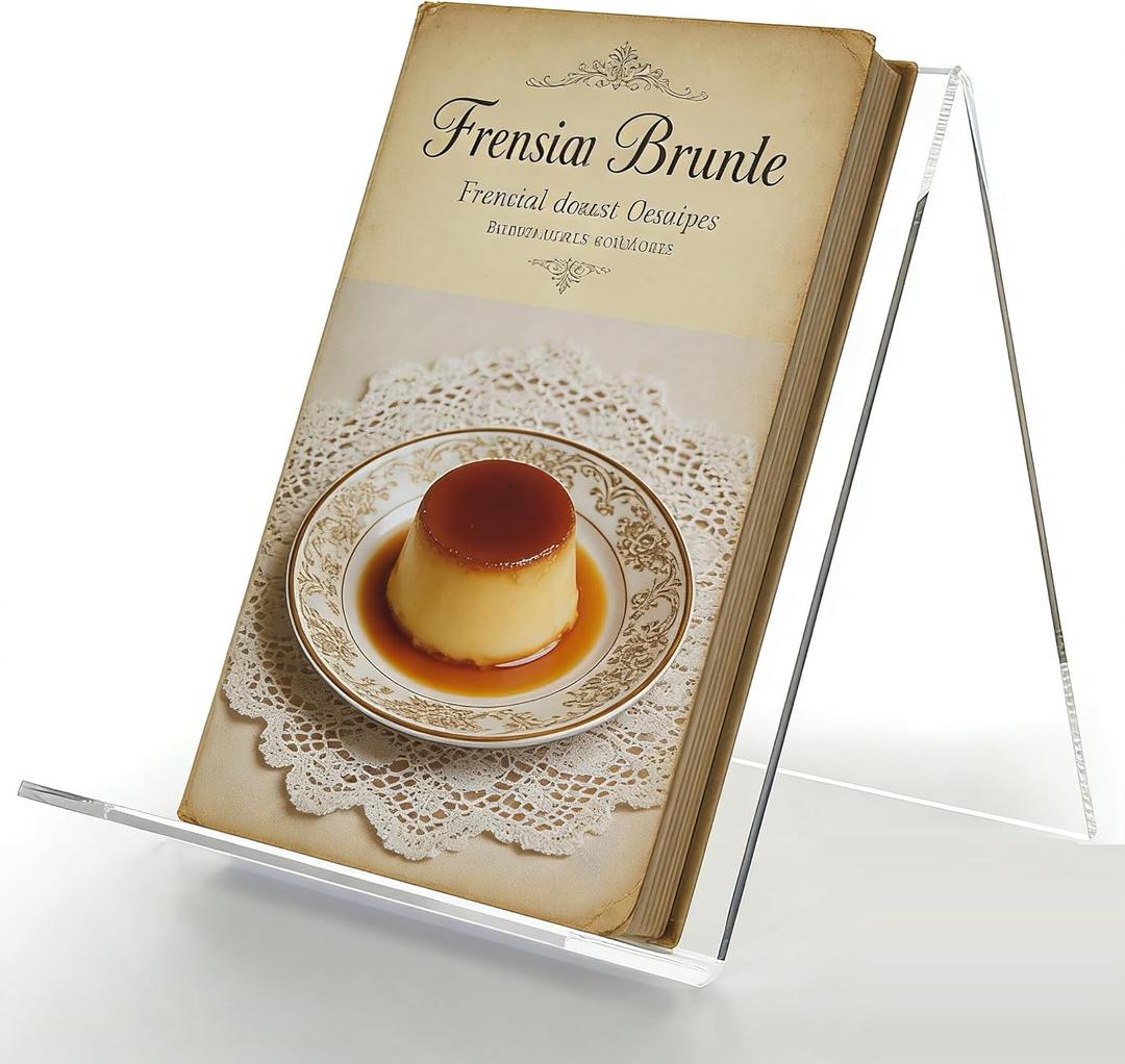 Acrylic Book Stand Clear Display Easel for 8.511 Cookbooks, Tablets & Magazines, 5mm Thick Transparent Holder for Photo, Plate & Vinyl, 8.27W x 9.25H x 10.24D