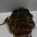 AISI HAIR 14 Inch Ombre Brown Wigs for Women - Shoulder Length Wave Wig with Pre-Cut Lace Hairline, Middle Part Natural Wavy Bob Synthetic Heat Resistant Fiber for Daily and Party