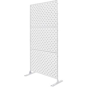 KONGKUNI Outdoor Privacy Screen, 3 ft W x 6 ft H Metal Decoative Privacy Screen Panel Freestanding, Privacy Fence Panels for Outside Patio Garden Backyard (White, Coin)