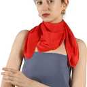 Skinny Silk Like Hair Scarf for Women Head Wrap Ribbon Handbag Neck Satin Scarves Gift Packed (Red)