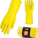 Vgo... 10-Pairs Reusable Household Gloves, Rubber Dishwashing gloves, Extra Thickness, Long Sleeves, Kitchen Cleaning, Working, Painting, Gardening, Pet Care (Size S, Yellow, HH4601)