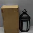 Large Lantern Decorative Outdoor & Indoor, Set of 2 (15&11) Metal Candle Lanterns Decor, Vintage Hanging Candle Holder for Front Porch Patio Wedding Farmhouse Home, Spring Decoration (Black / 14.6''h+10.8''h)