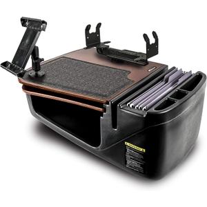 AutoExec AUE15350 GripMaster Car Desk Mahogany Finish with Printer Stand and Tablet Mount
