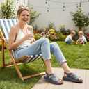 Larwen Womens Sandals Dressy Comfortable: Brown 8.5 Fashion Summer Flat Sandal for 2026 - Arch Support Ankle Strap for Casual Walking