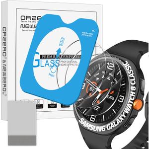 2 x Orzero (3 Pack) Tempered Glass Watch Screen Protector Compatible for Samsung Galaxy Watch 8 Classic 46mm, Protector De Pantalla with Auto Alignment Tool 9 Hardness HD Anti-Scratch Bubble Free