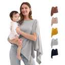 Momcozy Nursing Cover for Breastfeeding, Breathable Soft Privacy Poncho, Multi-Use Nursing Shawl, Portable Breast Feeding Covers for Women, Includes Laundry Bag (One Size, Grey)