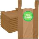 ASSUREPAK Brown HDPE T-Shirt Plastic Bags for Retail, Groceries, Merchandise, Convenience Store, Supermarket, Restaurant - 1/6 BBL, 11.5"X6"X21" - Pack of 200 Bags, 13 Microns - Unprinted (Brown)