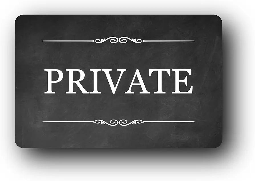 Black Self-Adhesive "PRIVATE" Sign for Indoor/Outdoor Use - High Strength Backing, Easy Installation, 140mm x 90mm, Ideal for Doors, Gates, Fences