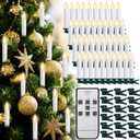 Retisee 40 Pcs Christmas LED Window Candles with Remote Control and Tree Clips Light Flickering Battery Operated Candlesticks Flameless Candles for Christmas Indoor Outdoor (White)