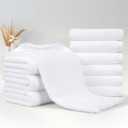 Amazon Basics Soft and Thick Cotton Hand Towels for Bath, Kitchen, Gym, 16 x 26 in, White, 12-Pack