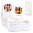 20-Pack Bakery Boxes with Window, 8"x8"x2.5" White Treat Boxes for Dessert, Cookie, Chocolate Strawberry, Donut and Pastry