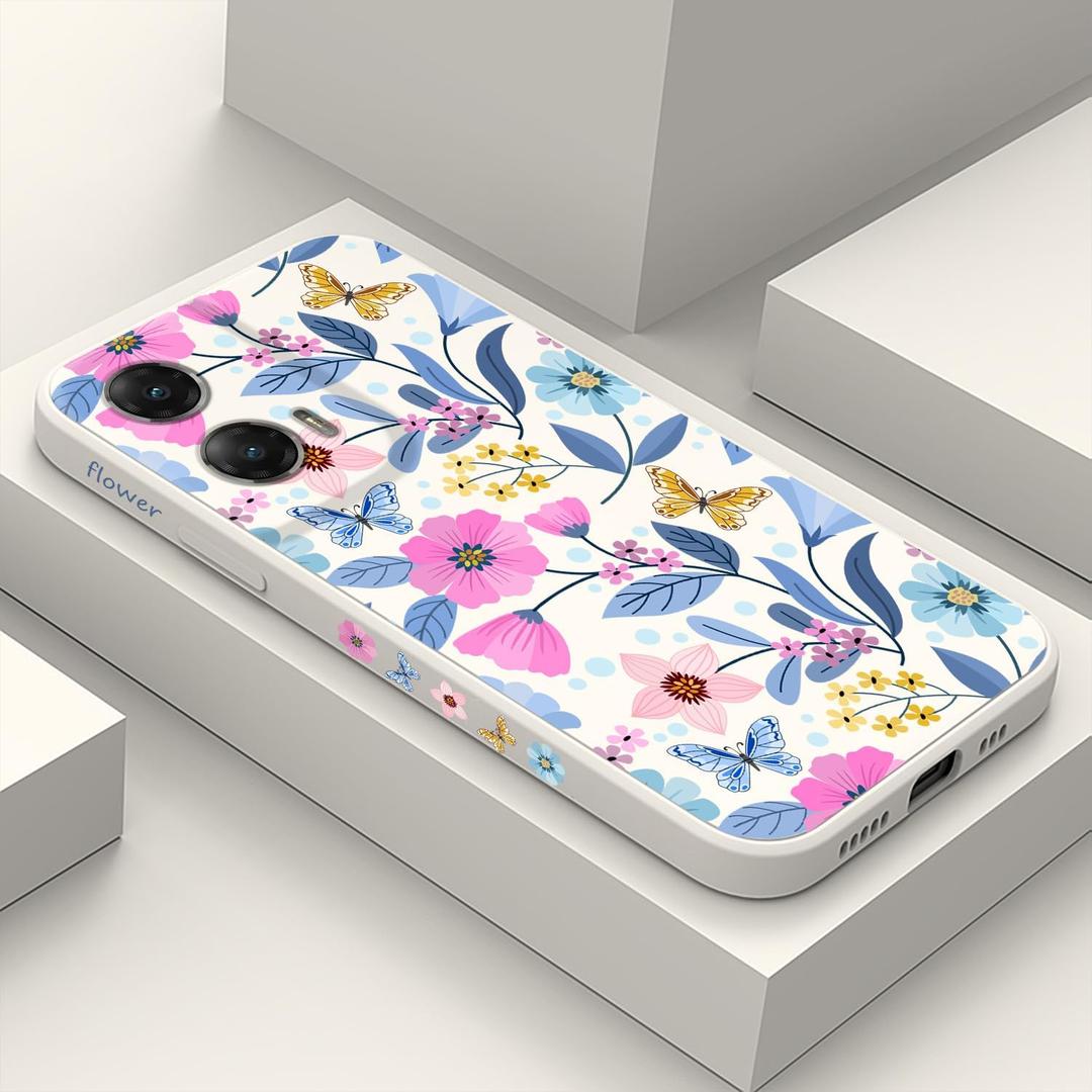 LEECG for Motorola Moto G Stylus 5G 2024 Case, Flower Pattern Slim Case Soft Silicone Protective for Moto G Stylus 5G 2024 Phone Cover, Flower Rice White