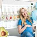 Eaasty 77 Pcs Locally Grown Baby Shower Decorations Pregnancy Milestone Cards Fruits and Vegetables Weekly Baby Size Milestone Cards Photo Props for Decor Pregnancy Announcement Photos