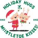 Family Holiday Hugs and Mistletoe Kisses Vibrant Cartoon Wall Decal Decoration Cute Santa Claus Costume and Friend Christmas Holiday Gift Lasts Years and Easily Removable - Size: 40 in(W) x 36 in(H)