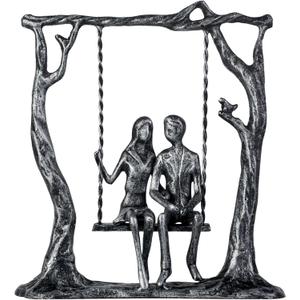 6th Anniversary Iron Sculpture Gift  Romantic Couple Statue for Her, Handcrafted Black Metal Decor  Wedding, Valentines, Birthday Keepsake (Swing)