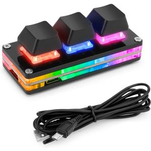 Ecarke Black 3-Key OSU Hot Swap Game Keyboards USB Wired RGB Mechanical Keypad,Autonomous Programming Macro with Software Switches