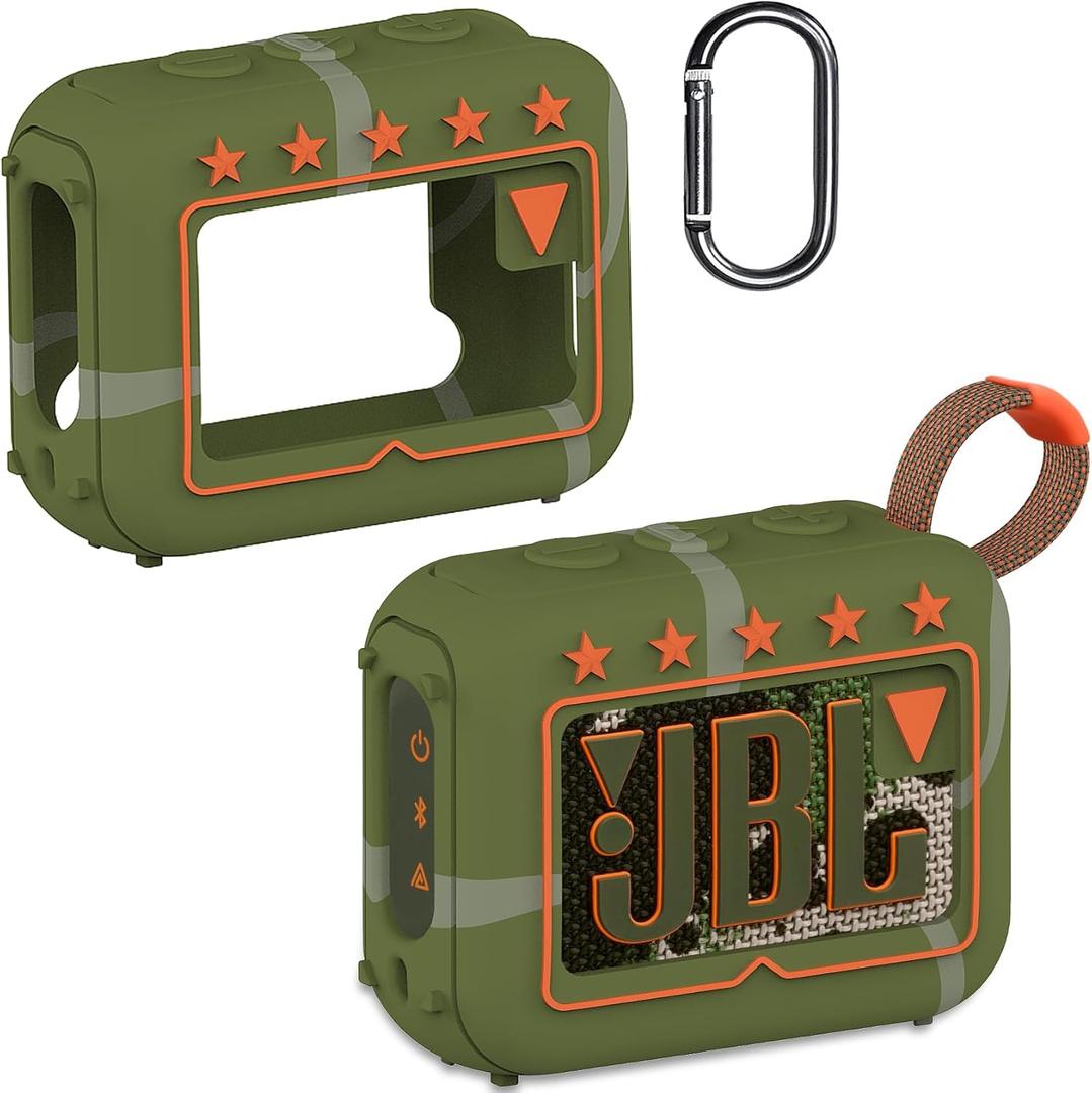 JCHPINE Silicone Cover Case for JBL Go 4 Ultra Portable Bluetooth Speaker, Protective Skin Holder for JBL Go 4 Pro Sound Bluetooth Speaker Accessories (Only Case) (Squad)