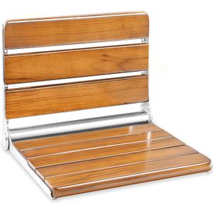 Updated 20" Folding Teak Shower Seat Wall Mounted, Fold Down Shower Bench Teak Wood, Foldable Teak Shower Seat 400 lbs Capacity, Waterproof Wall-Mounted Shower Chair for Elderly & Disabled