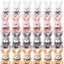 Sotiff 24 Pcs Plush Bunny Stuffed Animal Gift Bulk 4.7 Inch Mini Bunnies Keychain Doll Furry Rabbit with Bow Tie for Birthday Baby Shower Party Favor Gifts Classroom Rewards (Classic Color)