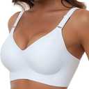 Comfortable Seamless Full Coverage Bra for Women Wireless Bras with Soft Support, White 2XL