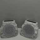 2-Pack Solar Powered Rock Speakers Outdoor Water-Resistant with 3 Mode Lights and Pair Function USB Rechargeable for Patio Garden Party Pool Outside(Two)