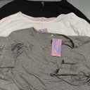 3 Pack Women's Long Sleeve Crop Shirts Loose Fit Cropped Oversized Tees Crew Neck Casual Pullover Tops (Black, White, Gray) Small