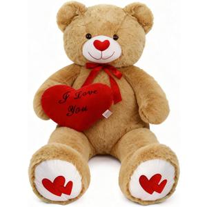 51.2 Inch Giant Teddy Bear with Soft Heart Pillow, Plush Stuffed Animal, Valentine's Day Gift (Light Brown, 51.2 Inch)
