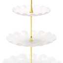 Coitak 3 Tier Cupcake Stand, Plastic Tiered Serving Stand, Dessert Tower Tray for Tea Party, Baby Shower and Wedding (Wavy-Metal Rod)