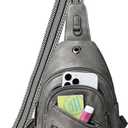 7L Sling Bag For Women Faux Leather Anti Theft Small Casual Daypack Backpack Fanny Pack Crossbody Chest Bags Purse Waterproof Dark Grey