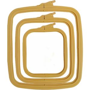 Nurge Beige 3 Pcs Set Plastic Square Embroidery Hoop, Cross Stitch Hoops, Punch Needle Hoop (3 Pcs)