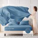 MUXHOMO 7 Pieces Full Comforter Set, Seersucker Bed in a Bag Full Size, All Season Luxury Bedding Set with Comforter, Flat Sheet, Fitted Sheet, Pillowcases & Shams, Mineral Blue