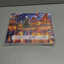 Beautiful Christmas Cityscape 1000 Piece Jigsaw Puzzle, Night Scene Art, Colorful European Town Canal Landscape