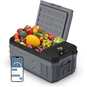 YELLOW JACKET 12 Volt Car Refrigerator, 16 Quart Electric Cooler, Portable Car Fridge for Outdoor Camping Travel, 12V/24V DC 110~240 Volt AC Refrigerator for Truck RV Home Office,-4℉-68℉