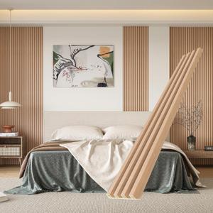 WPC Slat Wall Panels, 8 Pack 95 x 6 in Accent Slat Wood Slats for Wall and Ceilings, Acoustic Panels for Interior Wall Modern Dcor, Oak