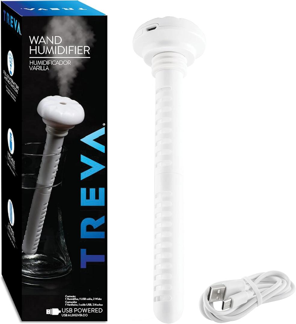 Treva Mini Portable Humidifier, Cool Mist Ultrasonic USB Moisture Wand for travel or home (8.5 inches)