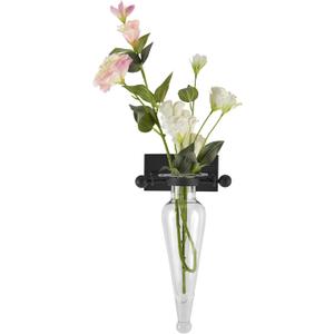 Danya B Decorative Wall Mount Amphora Glass Flower Vase on Iron Sconce with Finials Clear Glass, Vase Wall Dcor for Indoor or Outdoor Patio and Garden Decor
