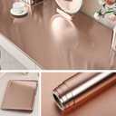 Livelynine Pink Rose Gold Contact Paper Peel and Stick Metallic Wallpaper for Bathroom Bedroom Classroom Desk Wrap Stainless Steel Countertop Cover Refrigerator Vinyl Kitchen Fridge Covers 15.8x78.8