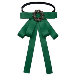 GHTIYLP Bow Ties for Women Adjustable Ribbon Womens Bow Tie, Solid Color Rhinestone Bowtie for Women School Party Work (Green)