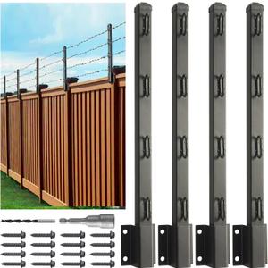 Fence Post Extender, 23.5" Fence Barbed Wire Extend Armfor Outdoor Fences to Increase Height, Protect Privacy and Pets Jumping Off (4, 23.5in)
