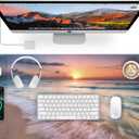 Wireless Charging Mouse Pad, 31.5"x15.8" Large Gaming Desk Mat for Keyboard/Laptop, Waterproof Ultra-Smooth Surface, Non-Slip Base, with 20W PD Adapter, Beach Sunset