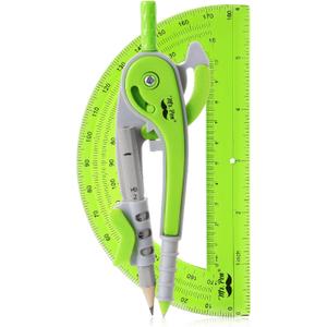 Mr. Pen- Geometry Compass and Protractor Set, 6 Inch Compass, 6 Inch Protractor, Drawing Tool for School, Clear Plastic, Easy Grip, Precision Design for Math, Art, Drafting, Architecture (Light Green)