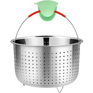 GREATLINK Vegetable Steamer Basket for Instant Pot Accessories 6 & 8 Qt - Stainless Steel Strainers and Colanders - Metal Strainer for Cooking Broccoli, Eggs, Pasta, Quinoa (6 Qt - Steamer Basket)