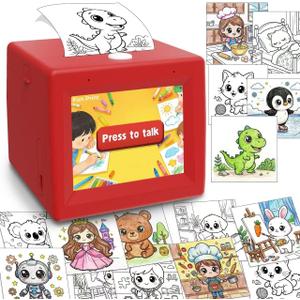 AI Mini Sticker Printer Toy for Kids - Interactive Voice Controlled Portable Thermal Inkless Sticker Maker Machine for DIY Arts and Crafts, 3 4 5 6 7 8 9 10 11 12 Year old Kid Christmas Birthday Gifts