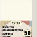 50 Sheets 130lb Cream Cardstock, 8.5" x 11", Extra Heavy Duty Off-White Paper for Card Base DIY Craft Card Making, 130LB Cover 350 GSM