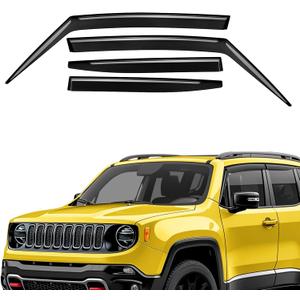 Extra Durable Window Deflectors Tape-On Window Visors Rain Guards Fit for Jeep Renegade 2015-2023, Sun Visors, Wind Vent for Shades, Exterior Car Accessories - 4pcs. AG0768
