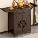 Altar Table for Spiritual, Buddhist Altar Table with Storage, Intricate Chinese Meditation Cabinet Pedestal Offering Desk, Personal Prayer Shrine Desk for Incense and Pray