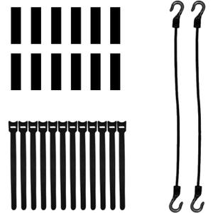 SAFANA 12 Pack Hook and Loop Fasteners for Pool Cover with Pull Rings or Holes On Edge, 2 Pack Elastic Rope Hook for 12FT Framed Prism Pool, Windproof Fixed Accessory, Cable Wires Strap Organize