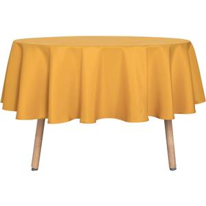sancua Round Tablecloth - 80 Inch - Water Resistant Spill Proof Washable Polyester Table Cloth Decorative Fabric Table Cover for Dining Tables, Buffet Parties and Camping, Gold